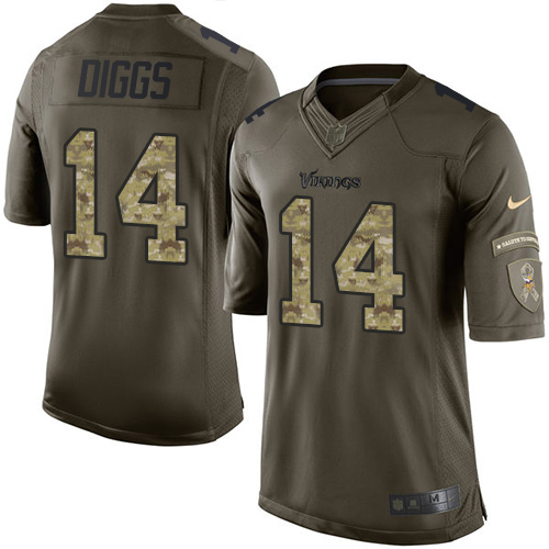 Nike Vikings #14 Stefon Diggs Green Men's Stitched NFL Limited 2015 Salute To Service Jersey - Click Image to Close